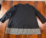 Ann Taylor Black Mock Neck Houndstooth Hem Layered Look Top Large 3/4 Sleeve Photo 0