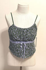 No Boundaries‎ Women Green Purple Floral Lace Camisole Ribbon Crop Top XL 16-18 Photo 0