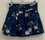 Abercrombie Kids Navy Blue Pink Floral Shirred Ruched Mini‎ Skort Girls 11/12 XS Photo 0