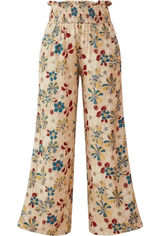 Hayden Wide Leg Pants Multicolor Floral Smocked High Waist Boho Womens Large Photo 0