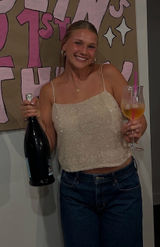Lulu’s Champagne Sequin Party Tank Top Photo 0