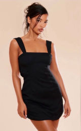 Pretty Little Thing Bow Black Dress Twill Cut-Out Photo 0