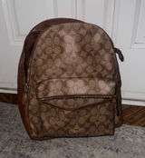 Coach Signature Canvas Backpack in Brown and Tan Photo 0