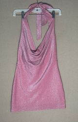 Y2K Sparkle Halter Mini Dress in Pink. Bodycon clubwear. Size Small. Photo 0