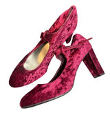 Impo Tina Burgundy Crushed Velvet Mary Jane Block Heel Pumps Womens Size 12M Photo 0
