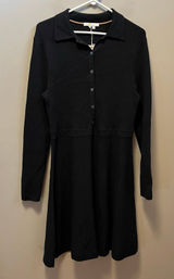 Boden Womens Ribbed Knit‎ Mini Dress Sz 14 R Black Wool Cotton Fit & Flare New Photo 0