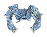 LoveShackFancy Milanti Crop Top Hydrangea Blue Floral Embroidered Linen Medium Photo 0