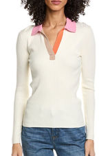 J.McLaughlin Michaela Top Ribbed Vneck Off White M Photo 0