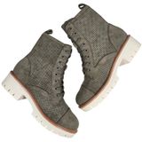MIA Womens Olive Green Perforated Lace Up Ankle Boots Lug Heel Side Zip 6.5 NEW Photo 0