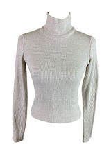 Abercrombie Fitch Cream Ribbed Turtleneck S Sparkle Fitted Y2K Long Sleeve Photo 0