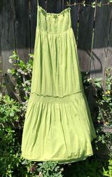 NEW YORK & CO Green Strapless Cotton Maxi Dress Small Photo 0