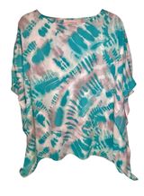 Belle By Kim Gravel Print Top Aqua Tie Dye Medium Photo 0