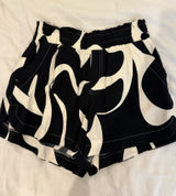 Black and Cream Flowy Shorts Photo 0