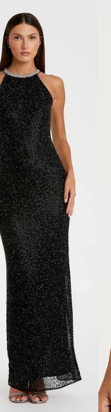 NWT Mac Duggal Beaded Sleeveless High Neck Column Gown 10 Black Maxi Dress 93742 Photo 0