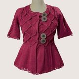 Leifsdottir XS Lisel Cardigan‎ Burgundy Wool Knit Peplum Goblin Viking Valentine Photo 0