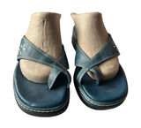 Clark’s Artesian Y2K blue leather toe loop wedge sandals comfort size 6.5 Photo 0