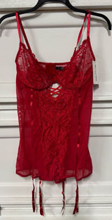 Oh La La Cheri UNLINED UNDERTRE FITTED BABYDOLL ATTACHED GARTER STRAPS 1x/2x Red Photo 0