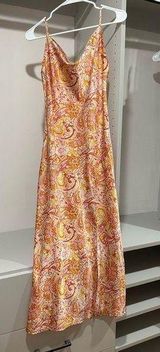 Paisley slip mid length dress w/ slit Photo 0