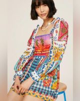 FARM Rio Summer Vibe Patchwork Floral Romper XS Multicolor Boho Festival Vaca Photo 0