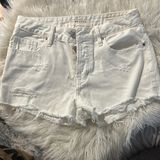 PacSun White Jean Shorts with Distressed Frayed Hem Photo 0