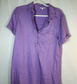 Day + Moon Shirt Dress Womens Size S Purple Denim Mini Short Sleeve Photo 0