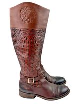 -Vince Camuto Kamino Flavian Tall Boots Womens 9B Brown Riding Quiet Luxury Croc Photo 0