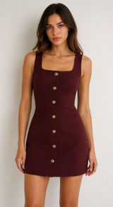 Sincerely Jules Button Front Burgundy Sleeveless Dress S Photo 0