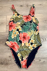 Hurley Size Small One Piece Swimsuit Pink Poppy Floral Adjustable Straps Photo 0