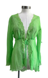 Shirley of Hollywood Sheer Lace Robe Lingerie‎ Coquette Green S/M Photo 0