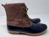Green Forest Women's Rain Boots‎ Navy Brown Flannel Lining Size 7 Photo 0