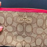Coach Tan and Red Signature Wristlet Photo 0