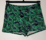 PINK Victoria's Secret Green Leaf‎ Print High Waist Shorts Back Zipper L Photo 0