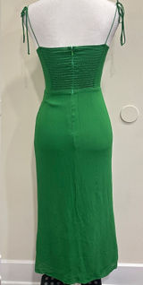 Reformation Kourtney Midi Slip Dress‎ Crepe Emerald Green Tie Straps High Slit Photo 0