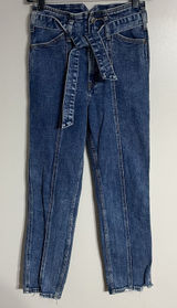 Abercrombie & Fitch Jeans Women 00 24 Blue A&F‎ Mom Jean High Waist Belted Fray Photo 0