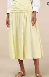 Kesia Light Yellow Textured A-Line Midi Skirt from Lulus. Size: Small Photo 0