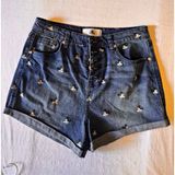 Disney Parks Women's Blue High Rise Denim Shorts Mickey Mouse All-Over Print XL Photo 0