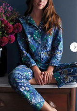 Rifle Paper Co x The Company Store Peacock Blue Pajama Set Size M Photo 0