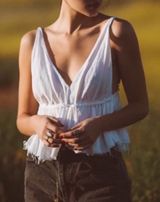 brandy melville riley babydoll flowy white tank top Photo 0