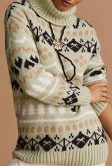 Anthropologie Fair Isle Turtleneck Tunic Sweater Photo 0