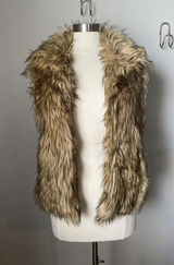 Ci Sono by Cavalini Women’s Size M Faux Fur Vest Jacket Brown Black Beige (b57) Photo 0