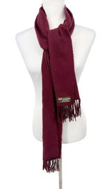 100% Cashmere‎ Scarf Mens Womens One Size Maroon Fringe Made in Scotland FLAWED Photo 0