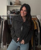 Crop Jean Jacket Black Size L Photo 0