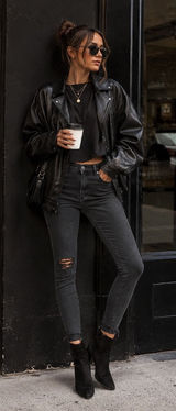 MOTHER The Double Fray Charmer Skinny Jeans Faded Black Distressed Size 28‎ Photo 0