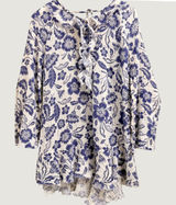 Anthropologie Floral Gauze Mini‎ Dress Size Large Tunic Coverup Gauzy Cotton Photo 0