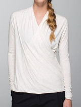 Lululemon Radiant Long Sleeve Wrap Top Size 2 Heathered Beige Thumbholes Active Photo 0