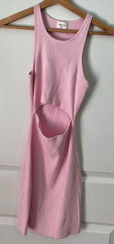 Aritzia Pink Ribbed Tank Dress with Front Cutout SZ MEDIUM Photo 0