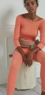 NWT Anthropologie Orange Ribbed Lettuce Trim Athletic‎ Legging Medium Photo 0