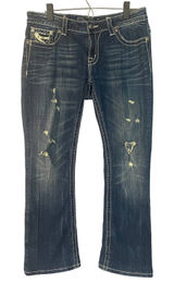Miss Me Blue Easy Boot Distressed Embellished Classic Denim Jeans Women Sz 29 Photo 0