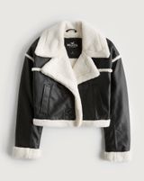 Hollister Leather Jacket Sherpa Lined Photo 0