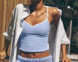 Alo Yoga Airbrush Refined Bra Tank Light Provence Blue/White S Photo 0